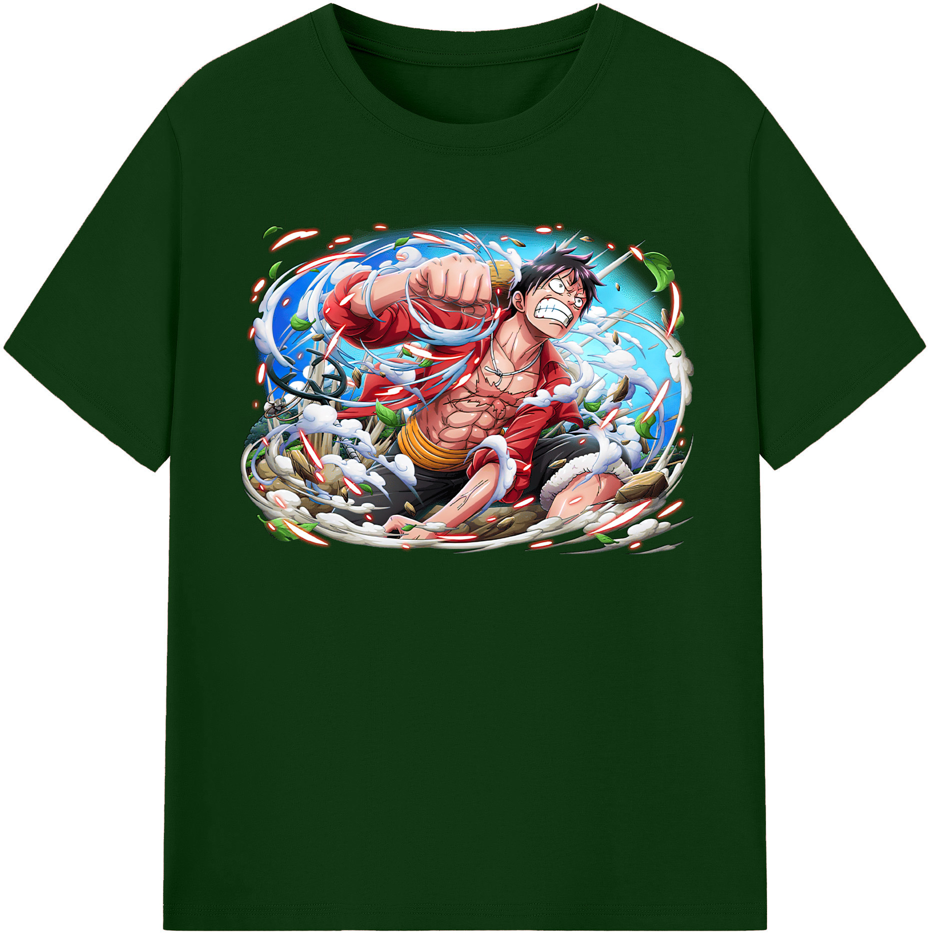 ワンピース モンキー・D・ルフィ ONE PIECE Monkey D. Luffy 綿100％半袖Tシャツ（フロントプリント）